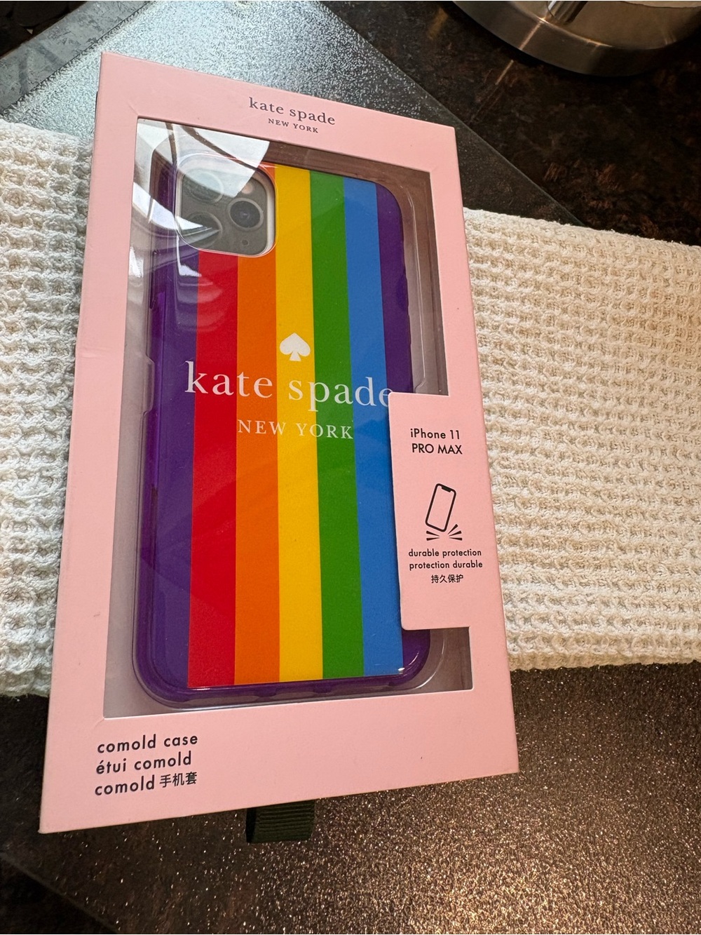 NWT- kate spade Rainbow Stripe iPhone 11 Pro Max Protective Case - Purple